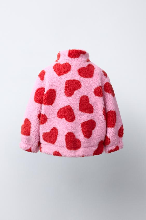 BLOUSON EFFET MOUTON IMPRIMÉ CŒURS - Rose de Zara - Image 3