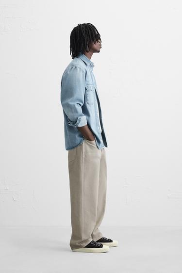 RELAXED FIT DRAWSTRING JEANS - Stone by Zara - Image 3