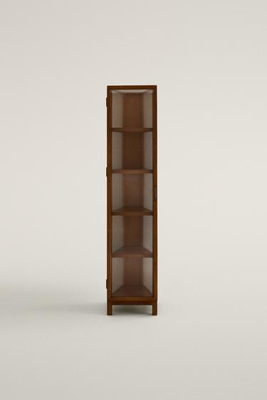 ASH WOOD DISPLAY CABINET WITH GLASS DOORS — Brown 2