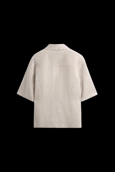 Zara 100% LINEN KIMONO SHIRT - Light beige