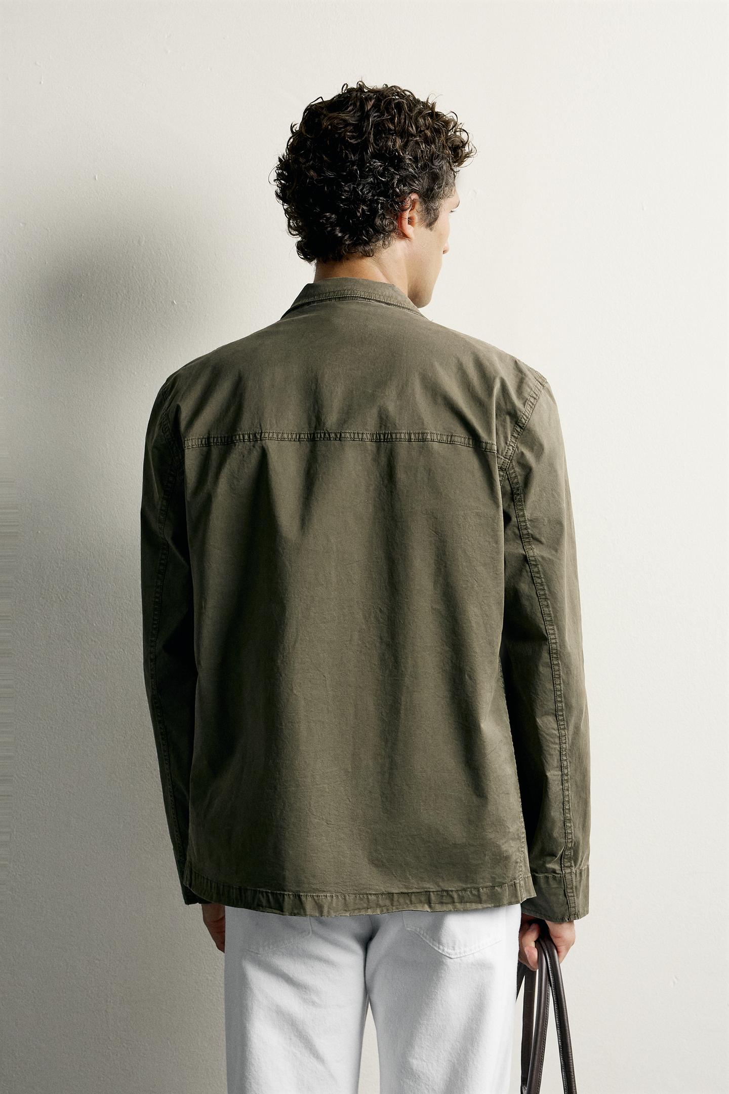 Мужская куртка Zara Regular Fit Utility Pocket, цвет: Хаки — фото 3