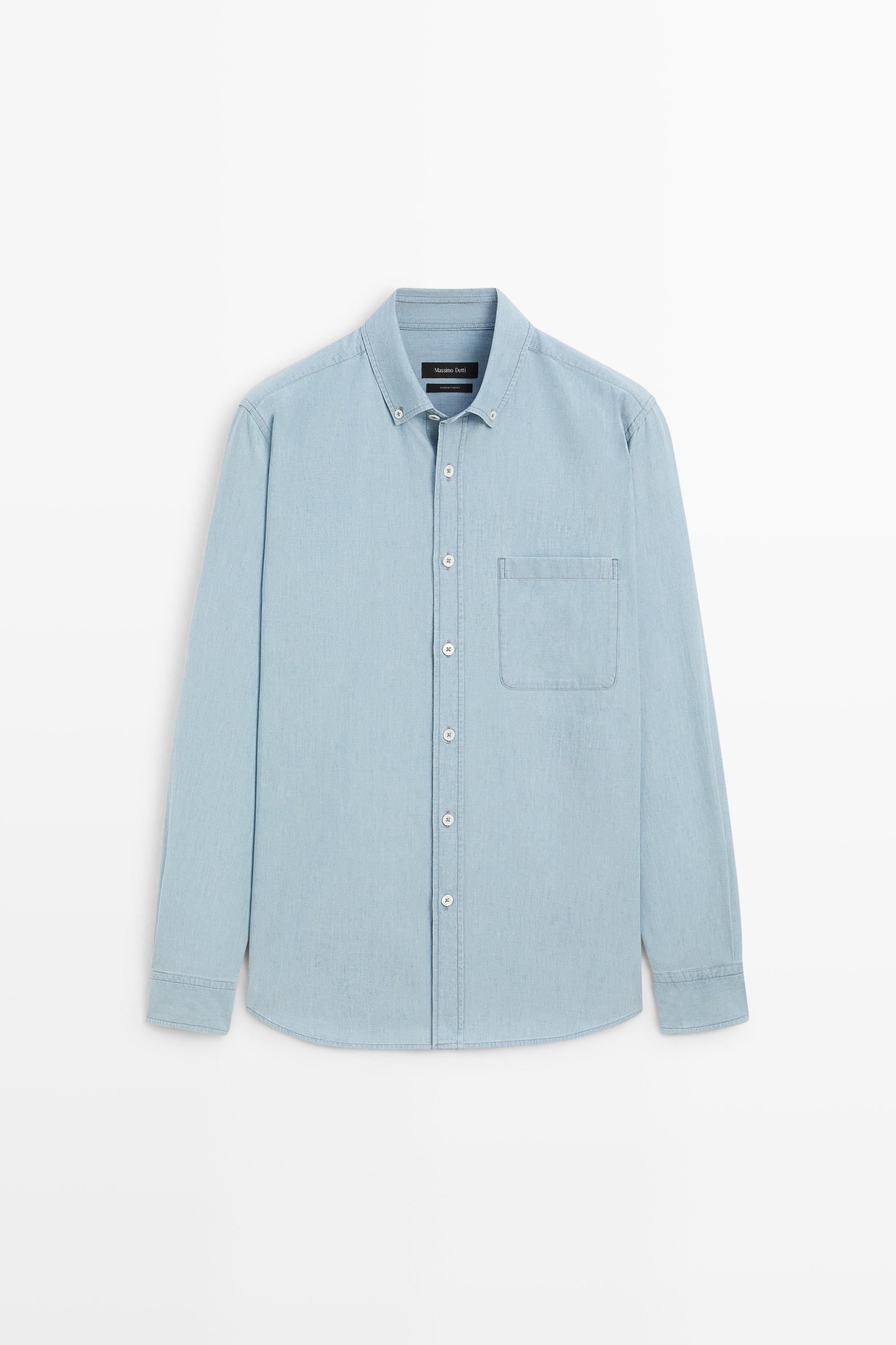 Relaxed fit denim shirt with pocket detail