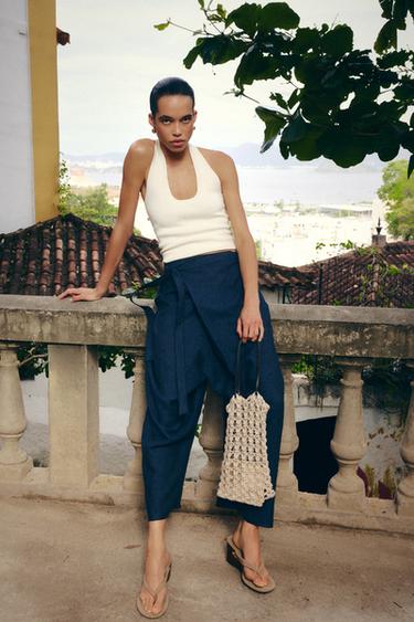 WRAP TROUSERS WITH TIE DETAIL - Indigo by Zara