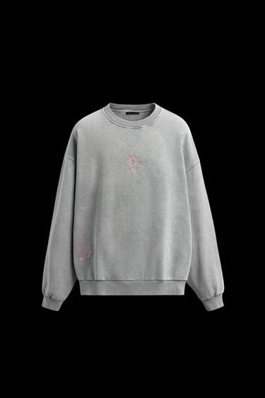 Zara COMBINED PRINT SWEATSHIRT - Light gray