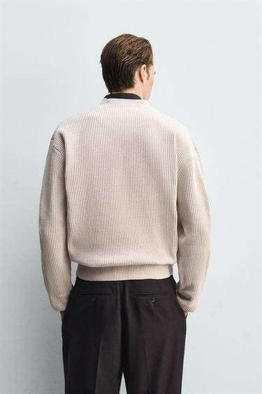 CARDIGAN RELAXED FIT STRUCTURÉ - Écru de Zara - Image 2