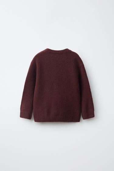 EMBROIDERED DOG KNIT JUMPER — Dark burgundy 2