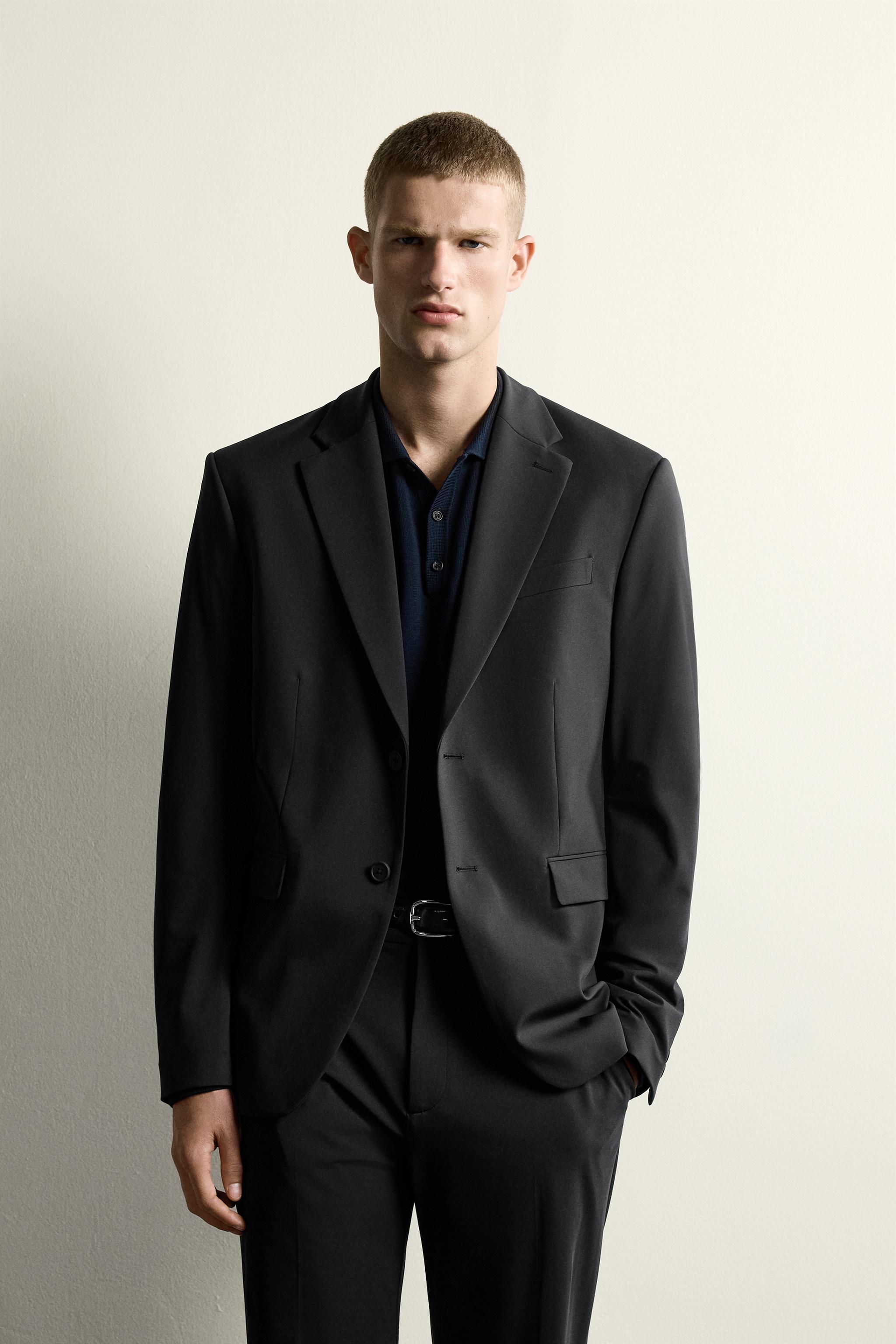 COMFORT SLIM FIT SUIT BLAZER — Black