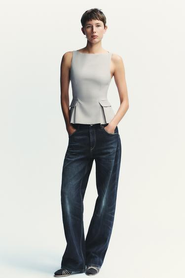 ТОП С БАСКОЙ — ЖЕМЧУЖНО-СЕРЫЙ от Zara
