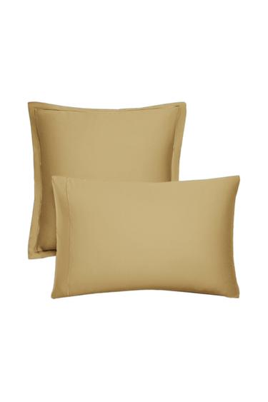 SATEEN PILLOWCASE WITH TRIM (300 THREAD COUNT) - Light yellow by Zara