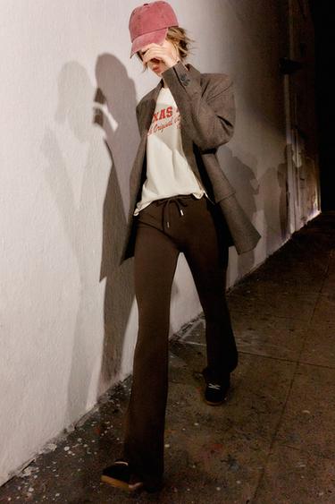 PANTALON INTERLOCK FLARE - Marron de Zara - Image 3