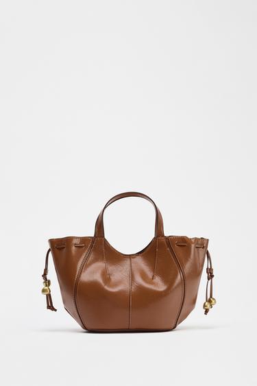 BEADED STRAP HANDBAG - Dark tan by Zara