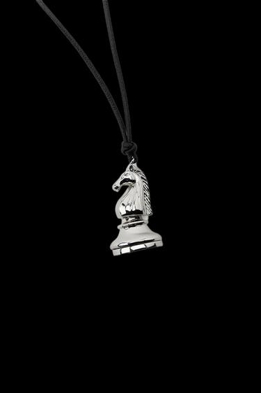 CHESS PIECE CORD NECKLACE - Silver by Zara