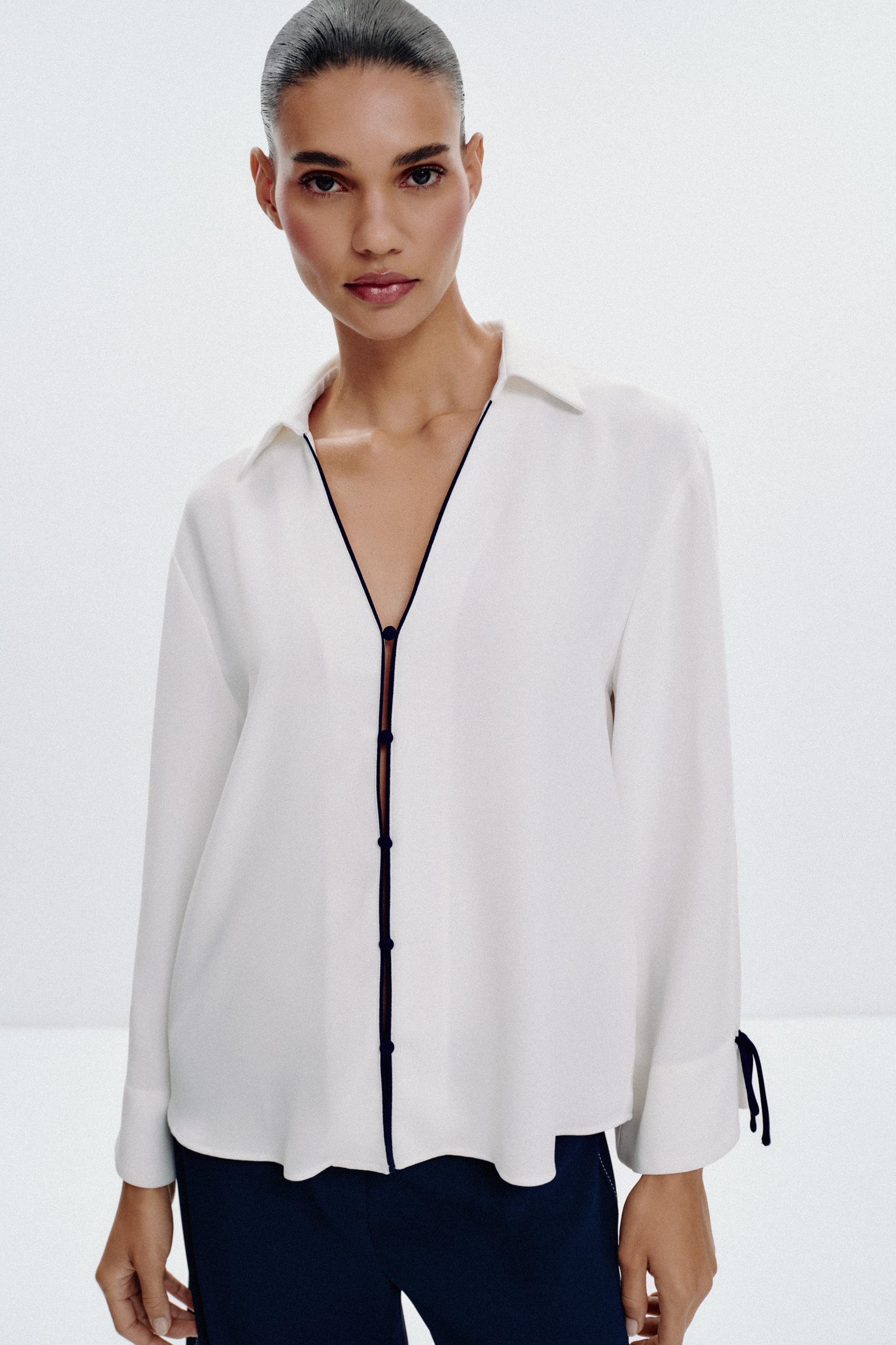 SHIRT WITH CONTRAST TRIMS - Oyster-white | ZARA Turkey
