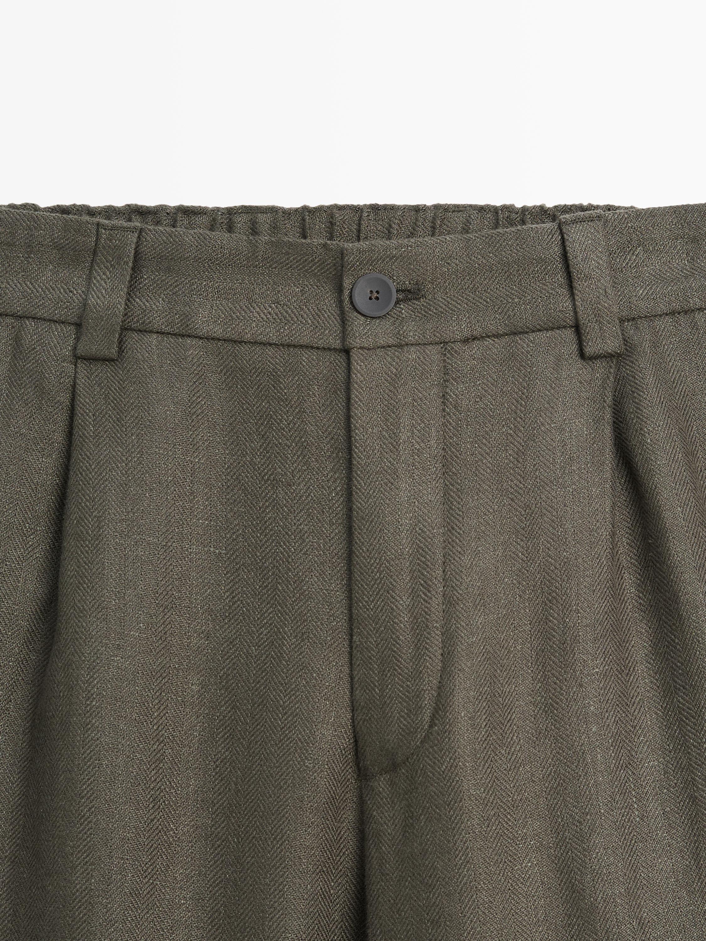 Pantalon à chevrons en lin