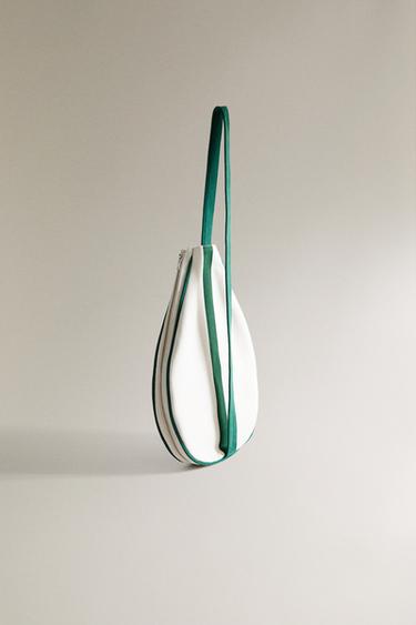 CANVAS TENNIS RACKET CASE - Ecru / Green by Zara - Image 3