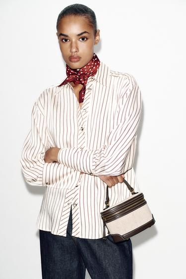 BOLSO RÍGIDO COMBINADO - Beige claro de Zara