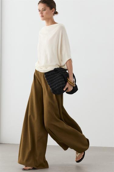 Pantalón ancho tejido fluido -  de Zara
