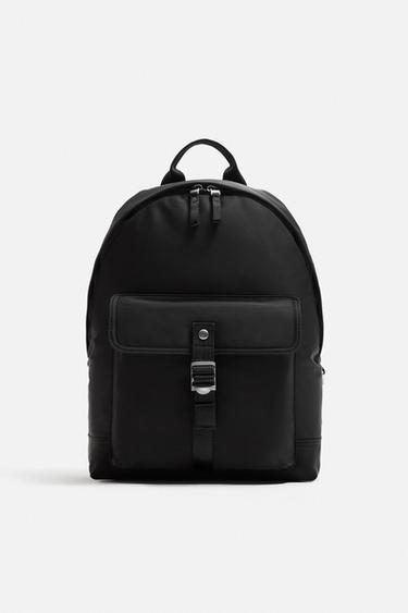 Zara TECHNICAL BUCKLE BACKPACK - Black