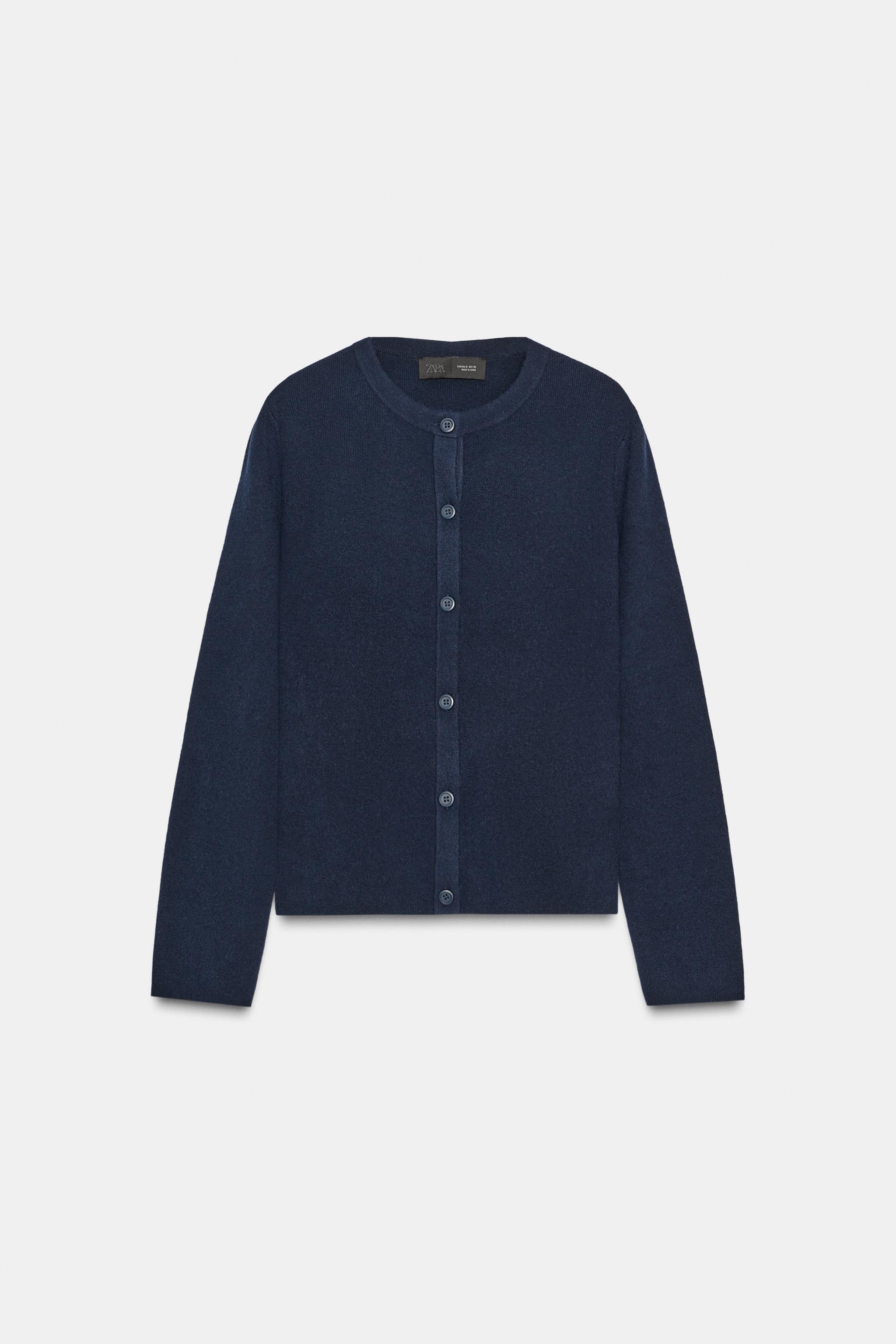 BASIC KNIT BUTTON CARDIGAN - Navy blue | ZARA United States