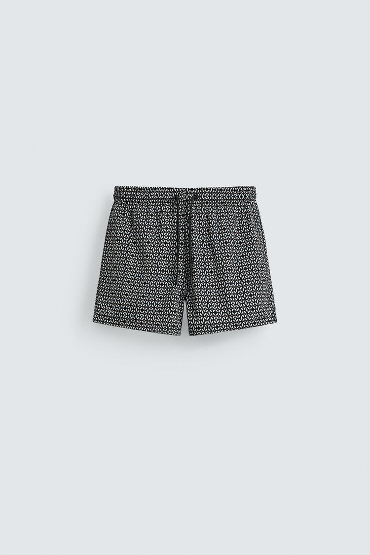 ZARA GEOMETRIC PRINT SHORT SWIMMING TRUNKS