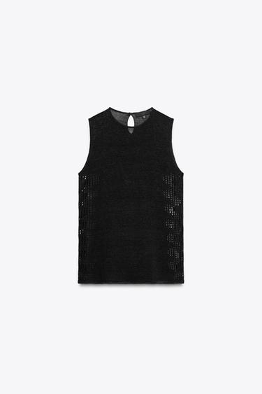 POINTELLE KNIT TOP WITH SIDE DETAIL - Black by Zara - Image 5