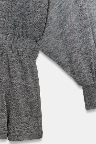 BATWING SLEEVE FRILL TOP - Grey marl by Zara - Image 6