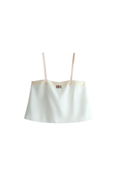 FLORAL LACE TOP - Light blue by Zara