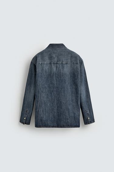WASHED DENIM OVERSHIRT - Blue by Zara - Image 8