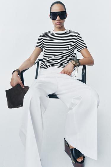 Zara INTERLOCK SHORT SLEEVE T-SHIRT - striped