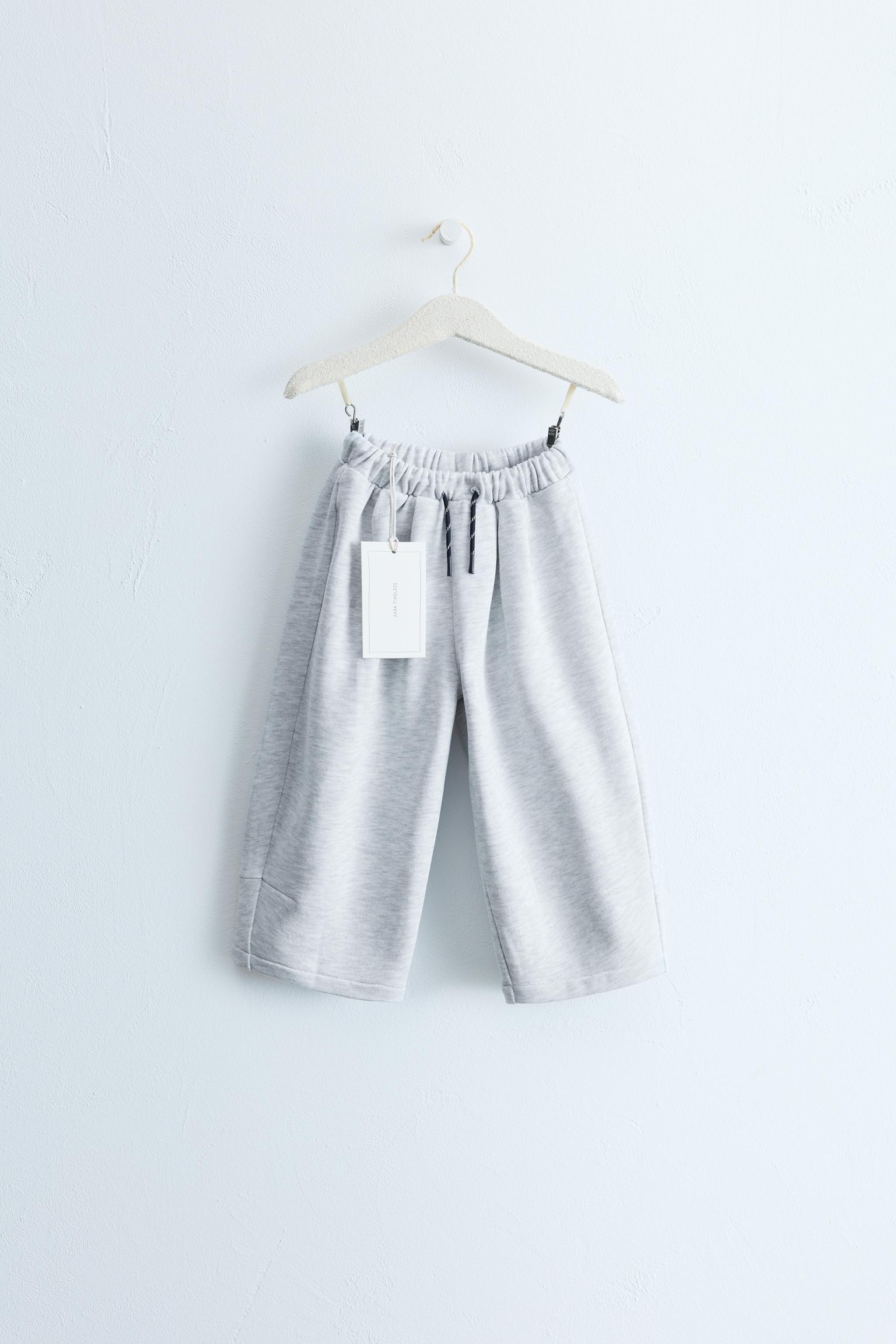 ZARA TIMELESS DRAWSTRING PLUSH PANTS — Gray marl