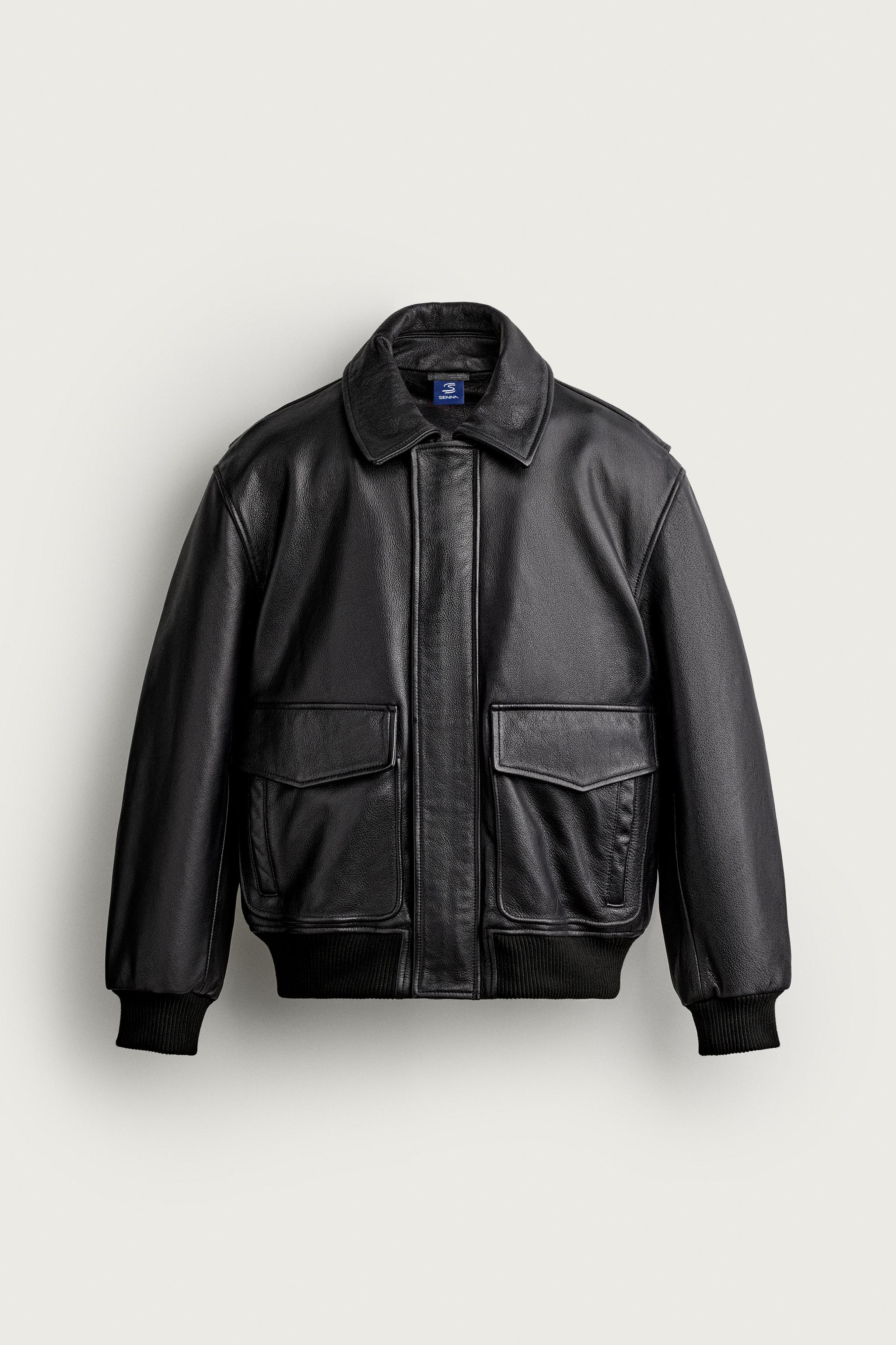 REGULAR FIT LEATHER JACKET - Black | ZARA United States