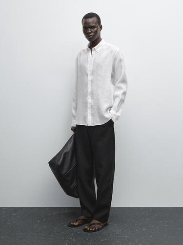 Chemise regular fit 100 % lin - Blanc de Zara - Image 0