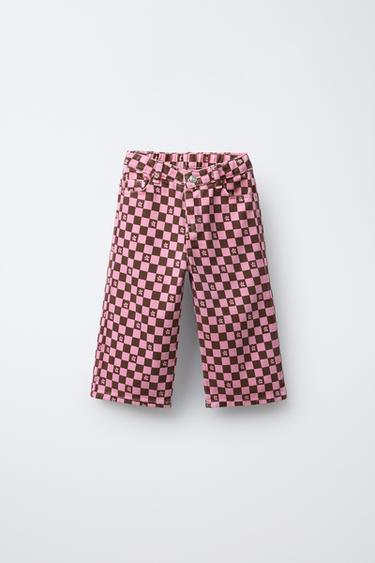 TWILL CHECK TROUSERS - Pink by Zara