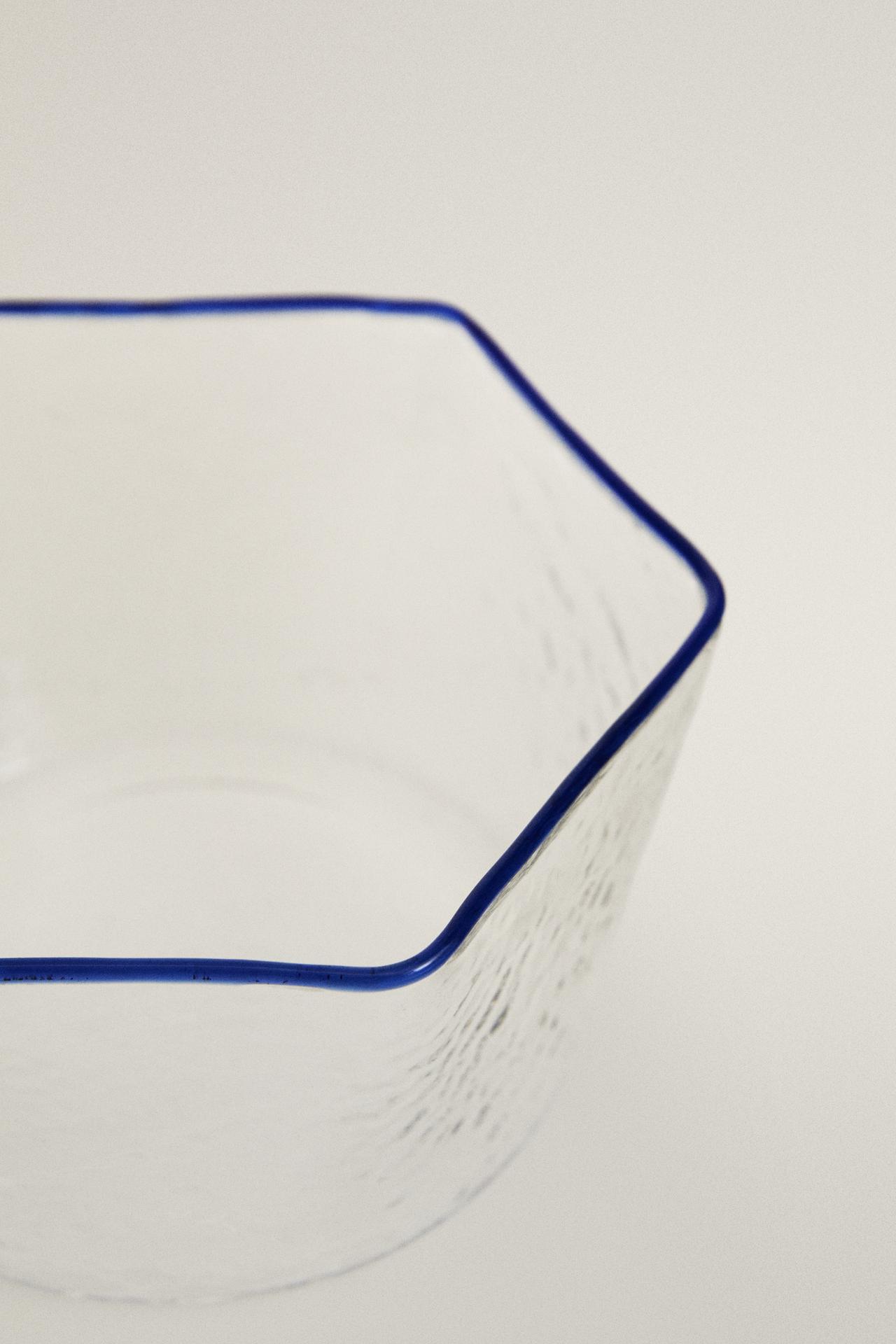 HEXAGONAL BOROSILICATE GLASS BOWL — Blue