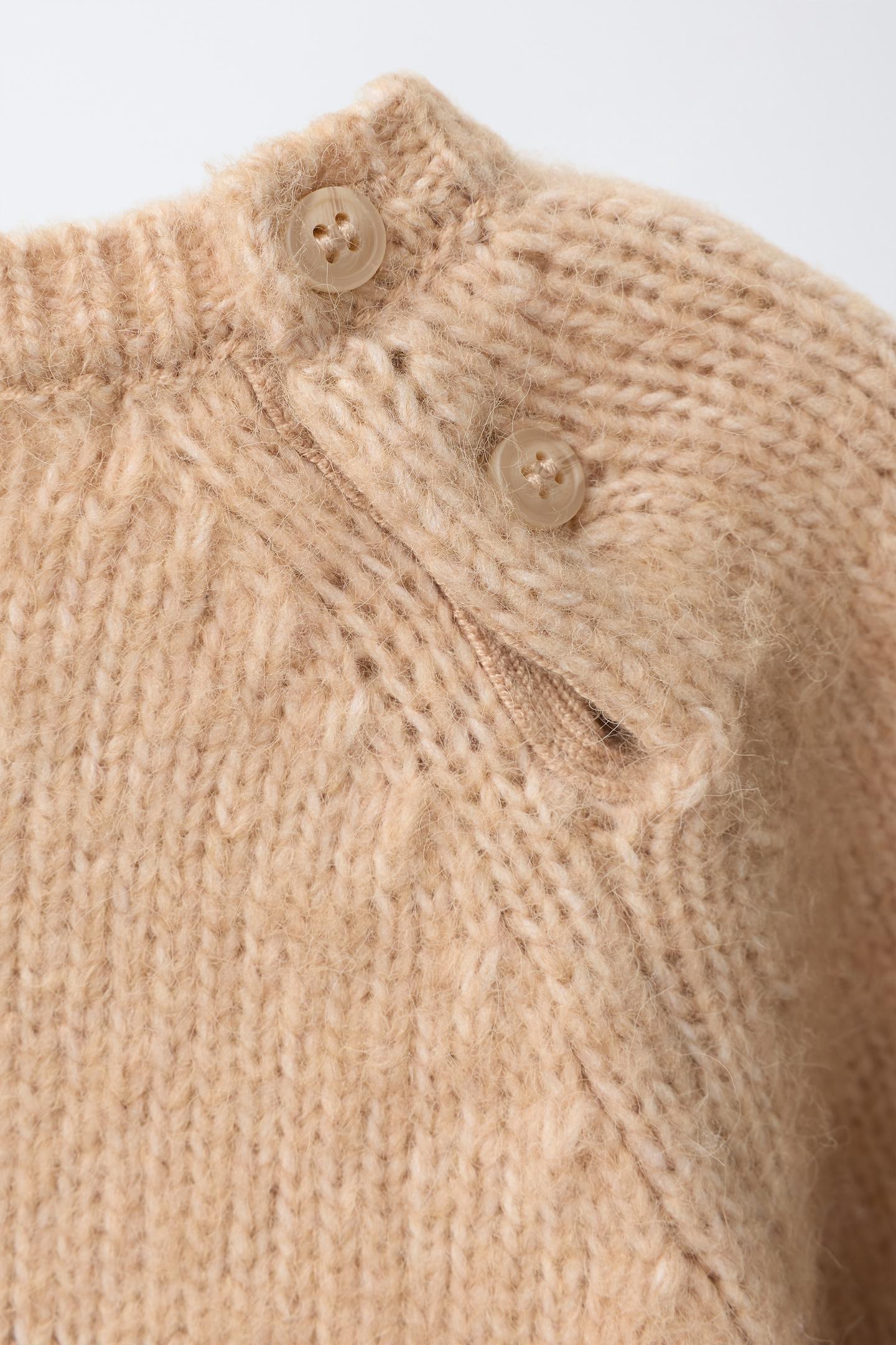 Детский свитер Zara Bear Knit, цвет: Бежевый — фото 4