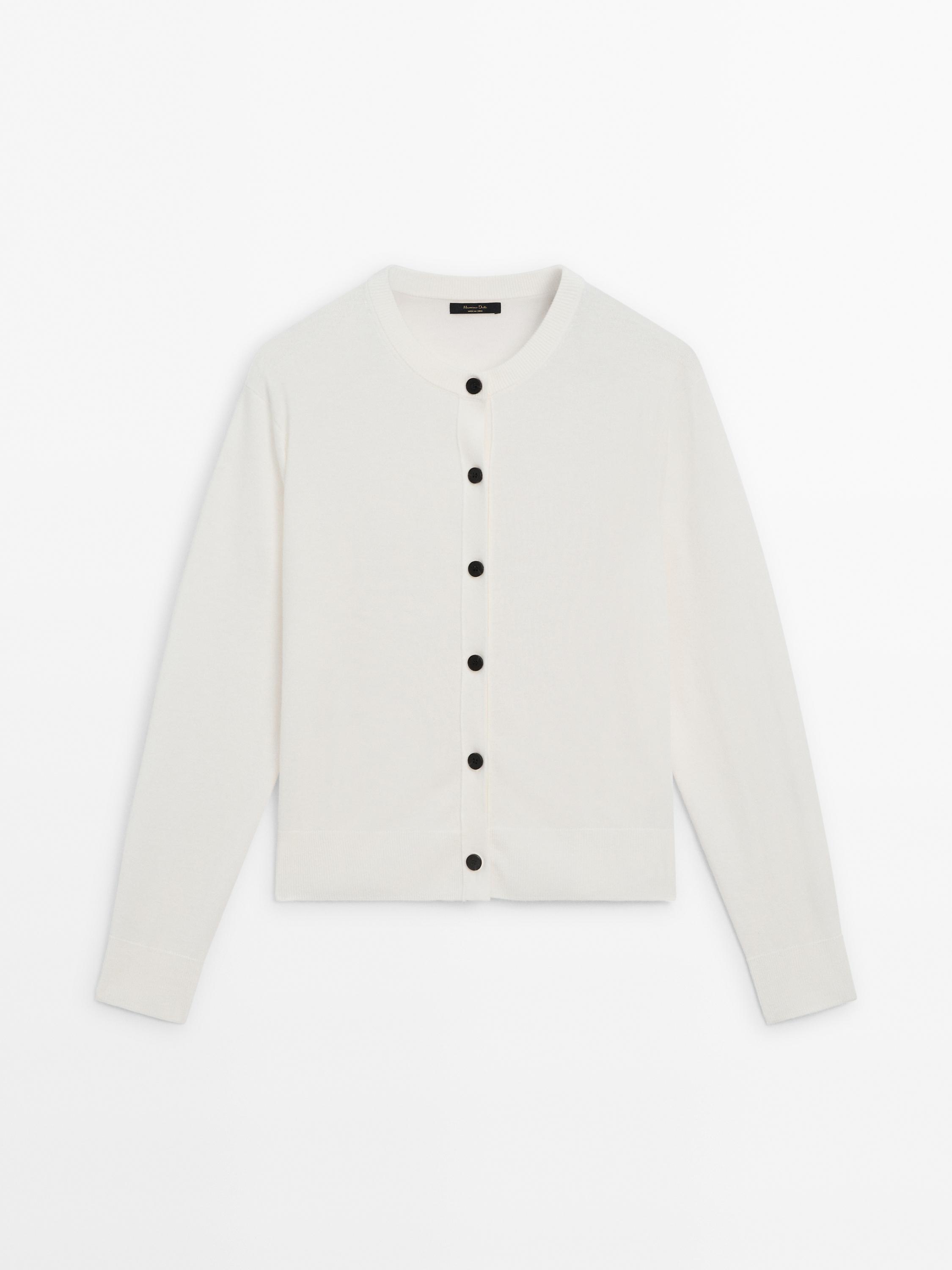 White crew neck cardigan hotsell