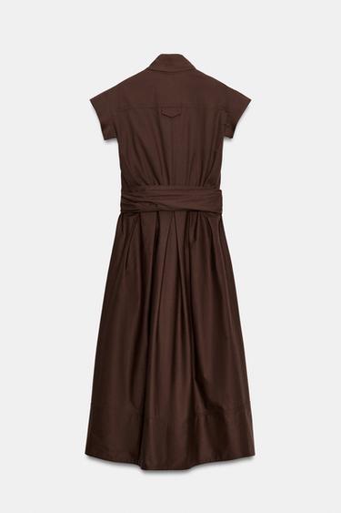 ROBE POPELINE PLIS ZW COLLECTION - Marron de Zara - Image 8