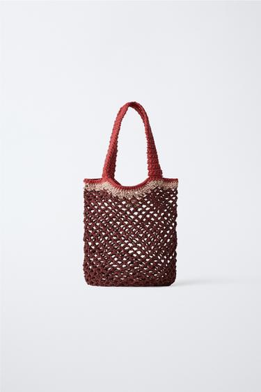 CROCHET HANDBAG - Maroon by Zara