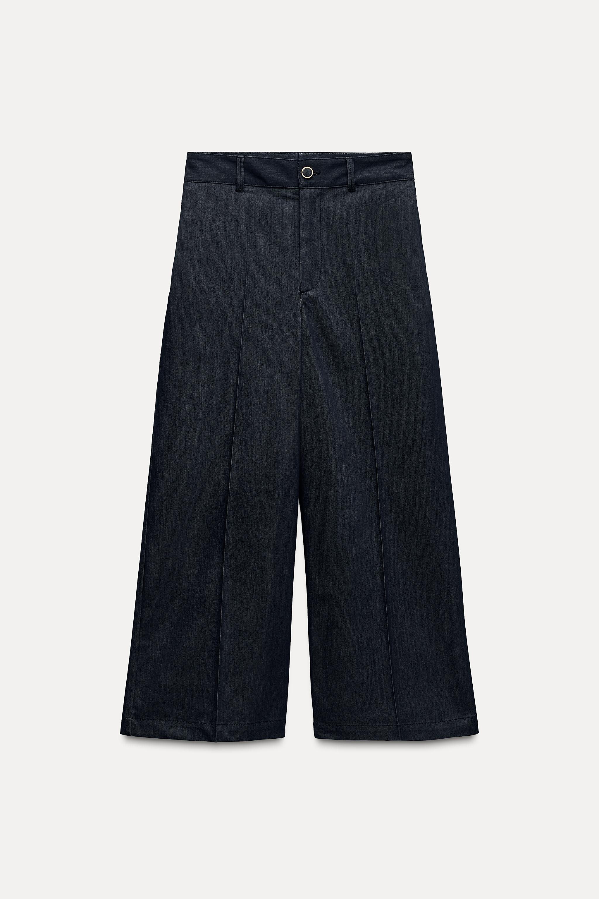 REGULAR WOOL-FLANNEL WIDE-LEG CULOTTES - WHITE / BLACK