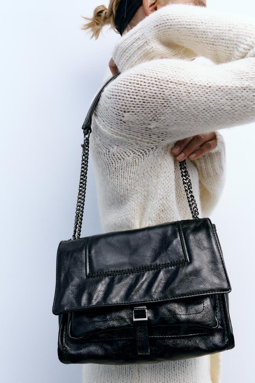 Zara rocker crossbody bag black Clearance