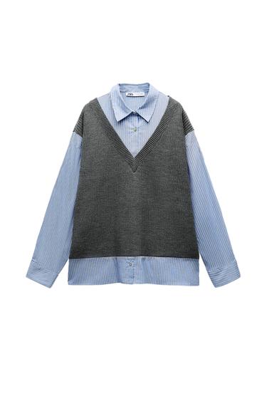 MIXED KNIT SHIRT