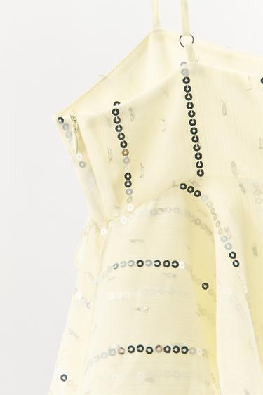 SEQUINNED RUFFLE TOP - Light yellow by Zara - Image 6