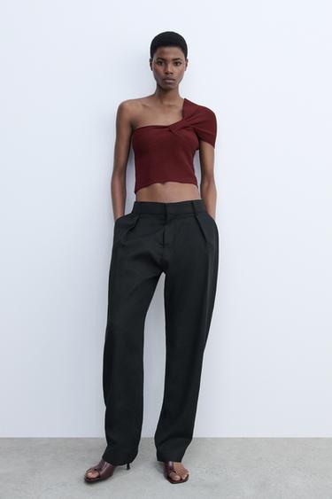 ASYMMETRIC KNIT TOP - Burgundy by Zara - Image 0