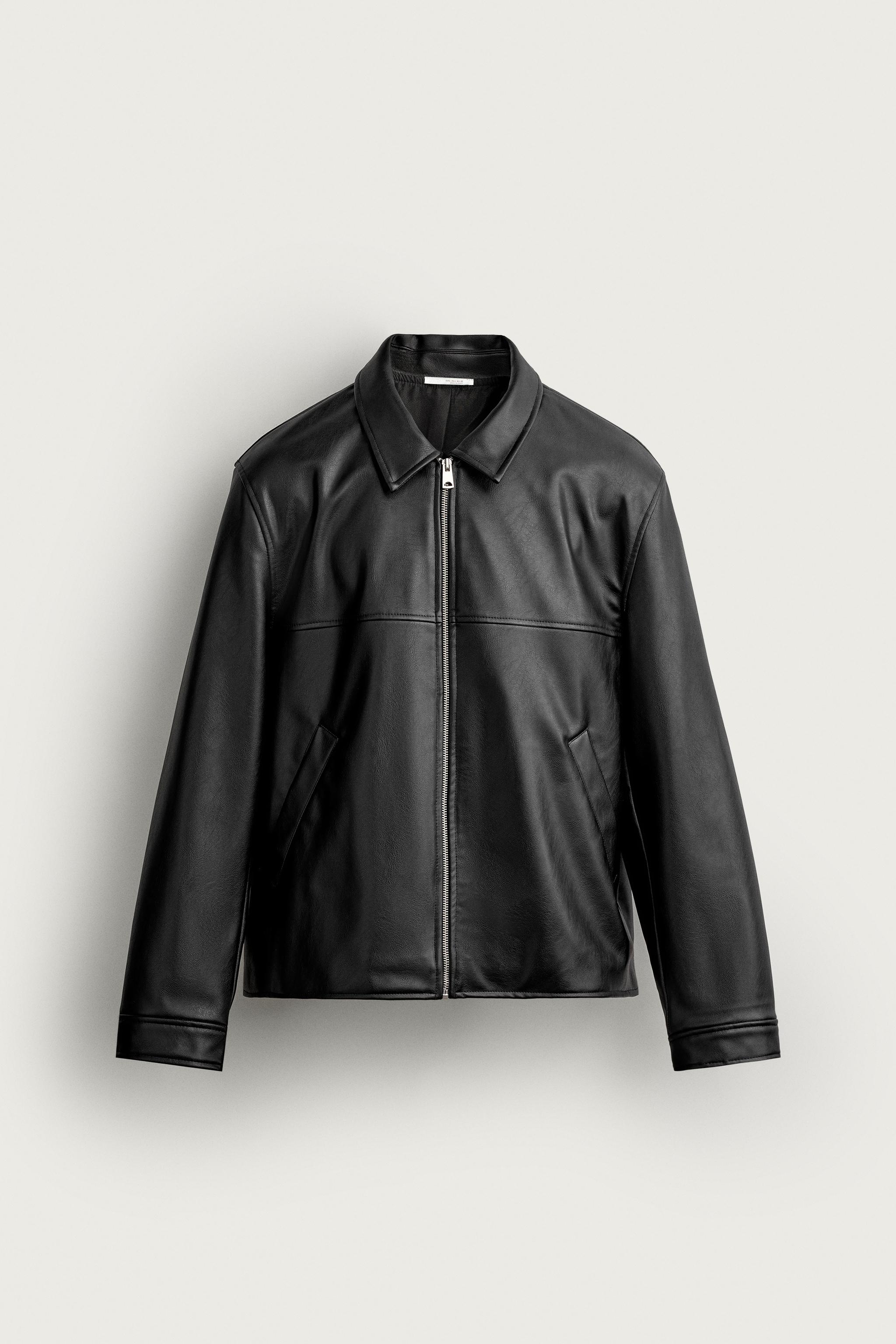 REGULAR FIT FAUX-LEATHER-EFFECT JACKET