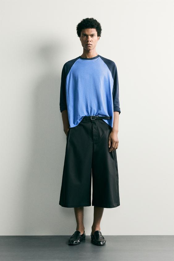 Zara 休閒版側褶寬管褲 - 黑色 - 圖片 0