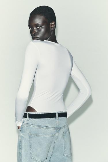BASIC POLYAMIDE BODYSUIT - White by Zara - Image 2
