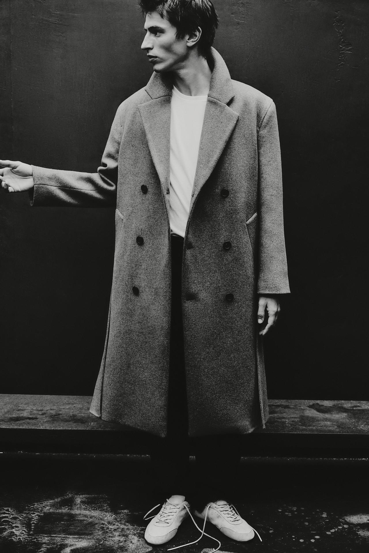 ZARA DOUBLE-BREASTED WOOL BLEND COAT WITH BELT