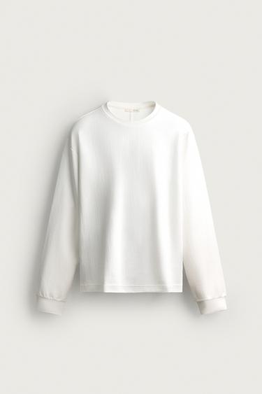 Zara TEXTURED RELAXED FIT T-SHIRT - White