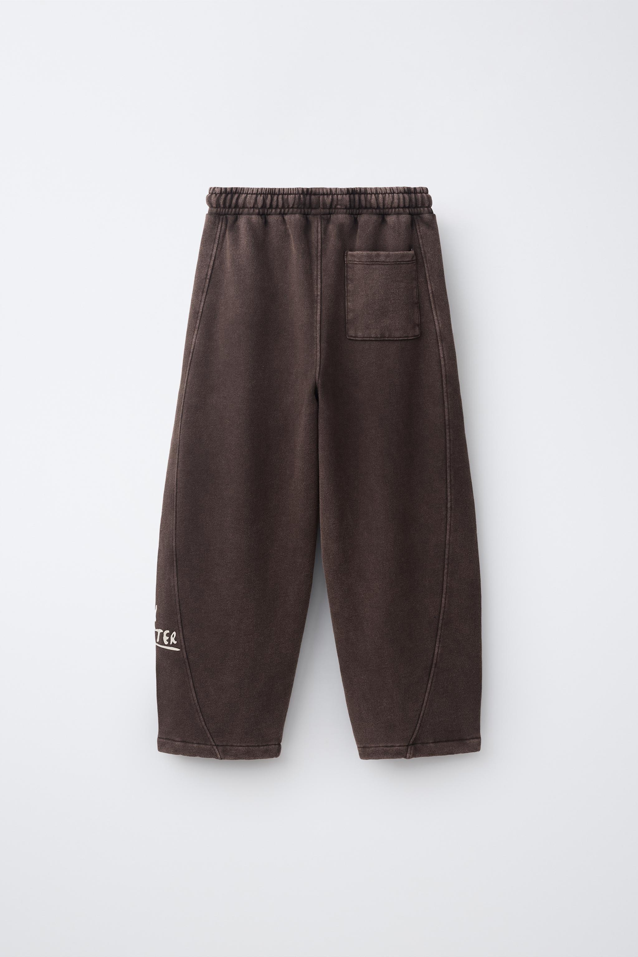 PRINTED JOGGER PANTS — Brown