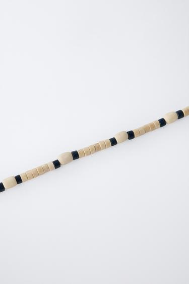 PACK OF TWO BRAIDED ROPE AND WOODEN BEAD NECKLACES - Black / White by Zara - Image 1